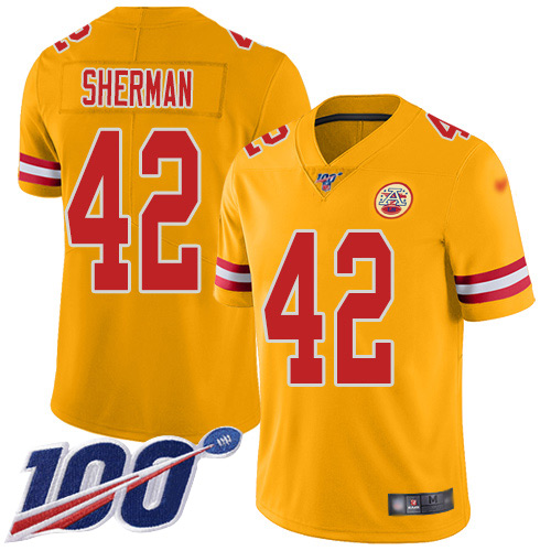 Men Kansas City Chiefs #42 Sherman Anthony Limited Gold Inverted Legend 100th Season Nike NFL Jersey->kansas city chiefs->NFL Jersey